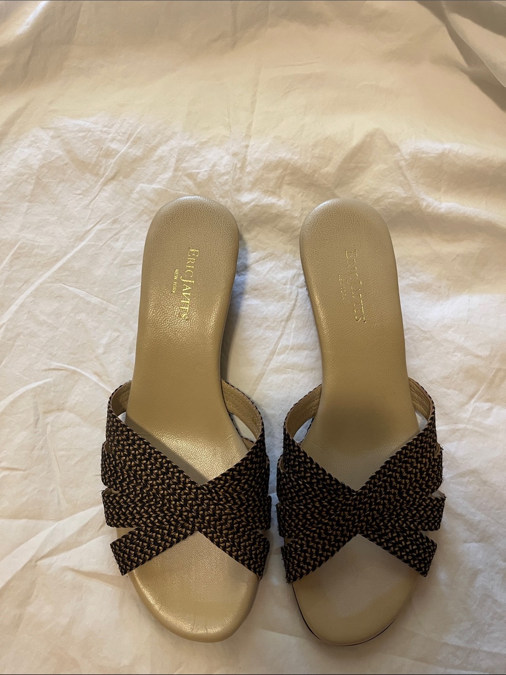 Eric Javits Brown Braided Slide Mules